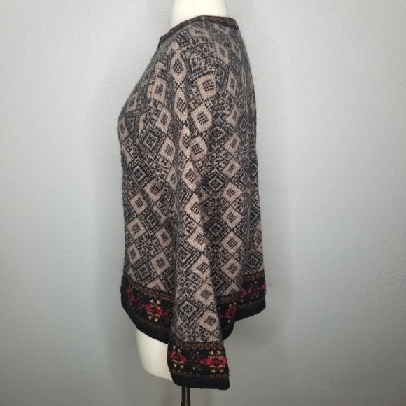 Susan Bristol Wool Nordic Fair Isle Clasp Cardigan - Picture 2 of 7